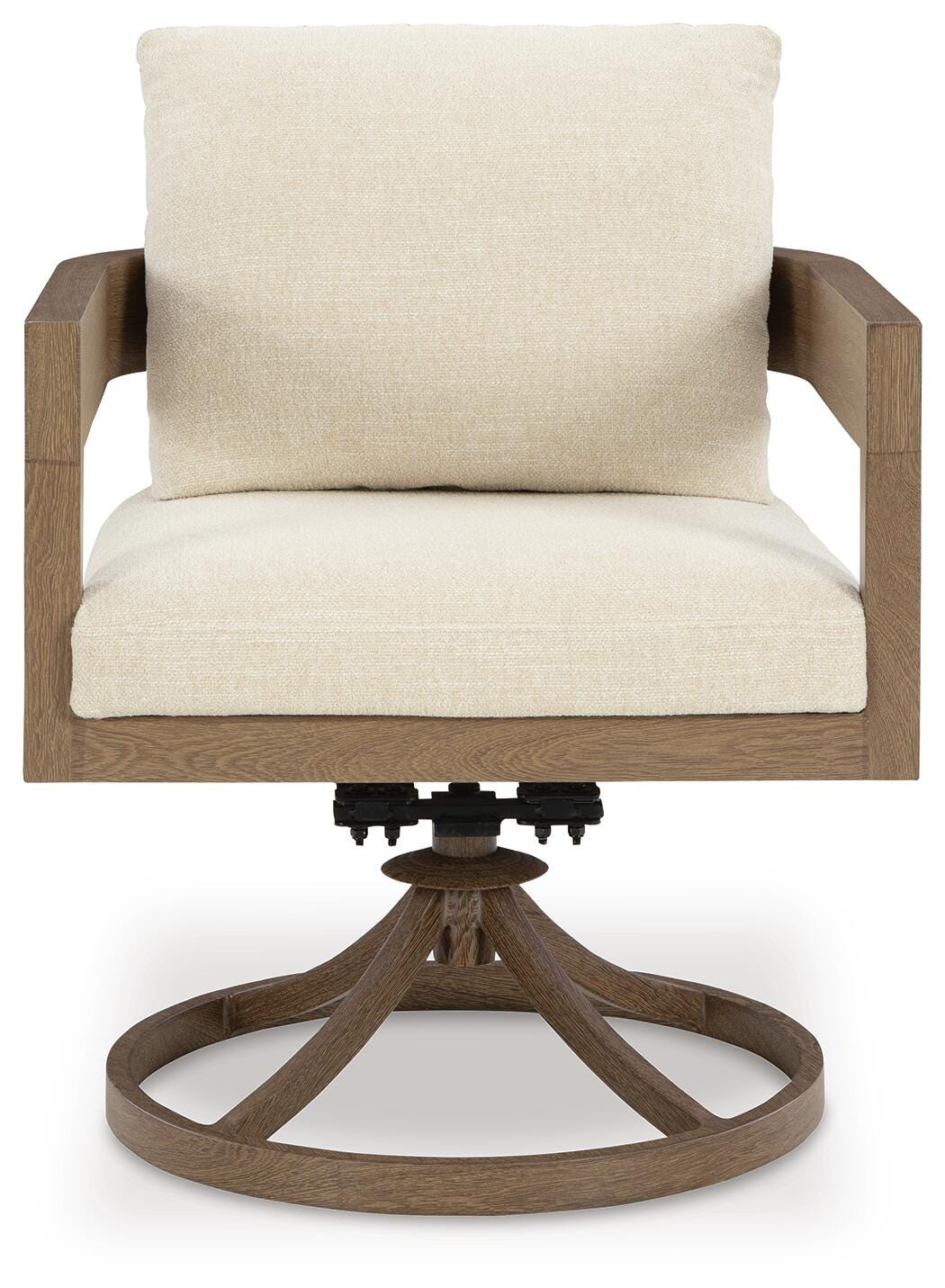Serene Bay Outdoor Swivel Dining Chair with Cushion (Set of 2) in Dark Brown/White, front view