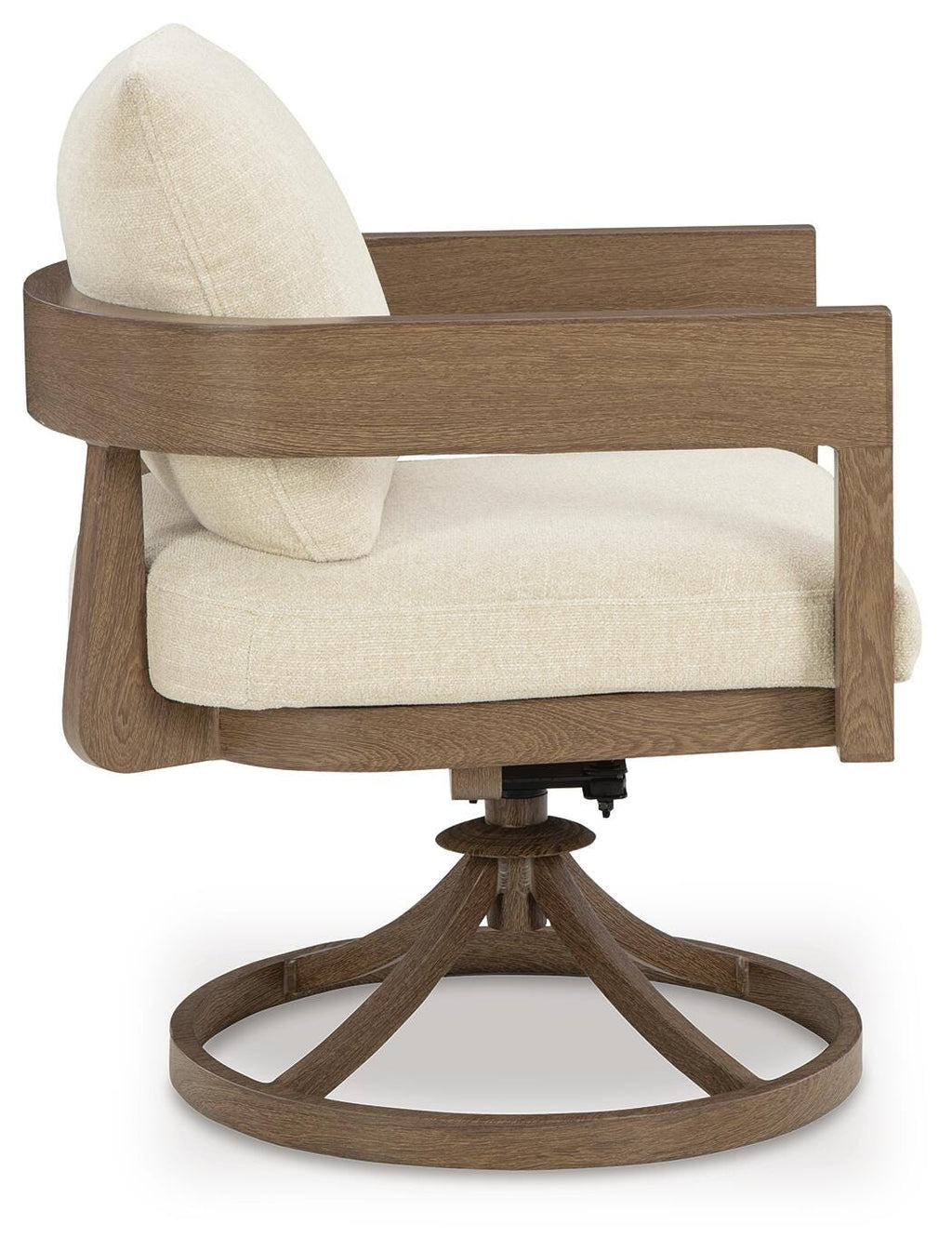 Serene Bay Outdoor Swivel Dining Chair with Cushion (Set of 2) in Dark Brown/White, side view