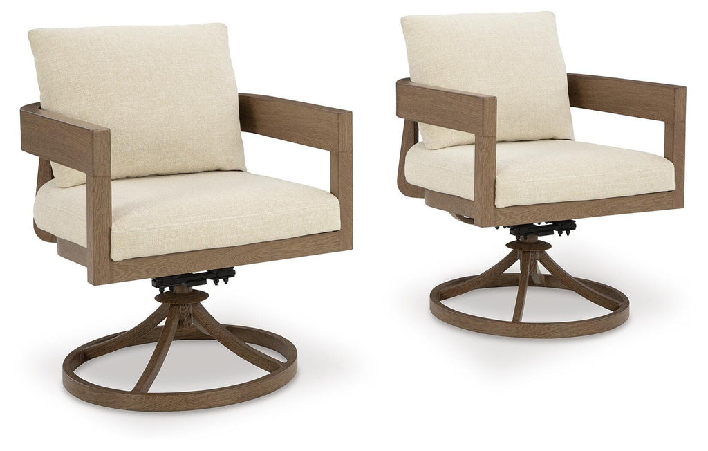 Serene Bay Outdoor Swivel Dining Chair with Cushion (Set of 2) in Dark Brown/White, alternate view 2