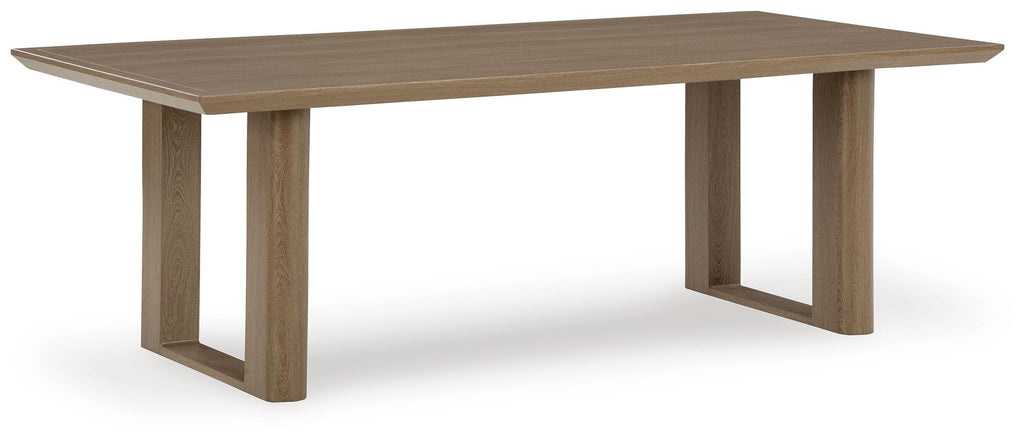 Serene Bay Outdoor Dining Table in Dark Brown, angle view