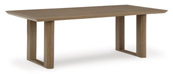 Serene Bay Outdoor Dining Table in Dark Brown, angle view