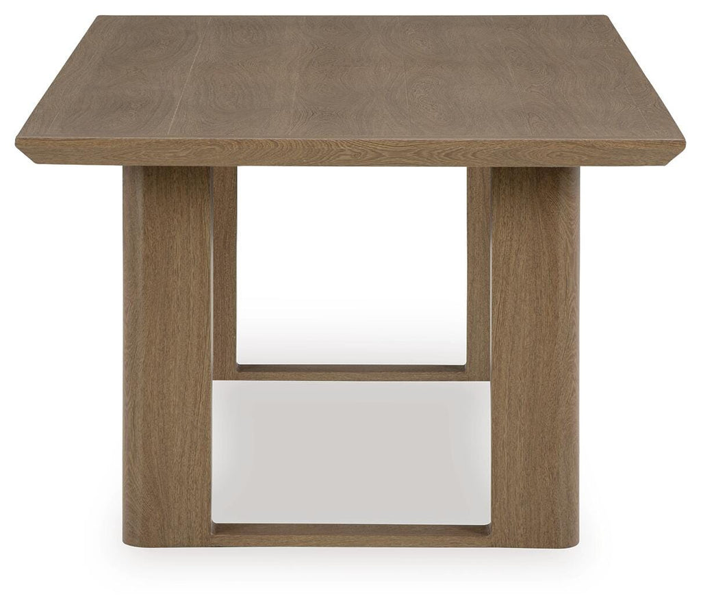 Serene Bay Outdoor Dining Table in Dark Brown, side view