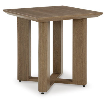 Serene Bay Outdoor End Table in Dark Brown, angle view