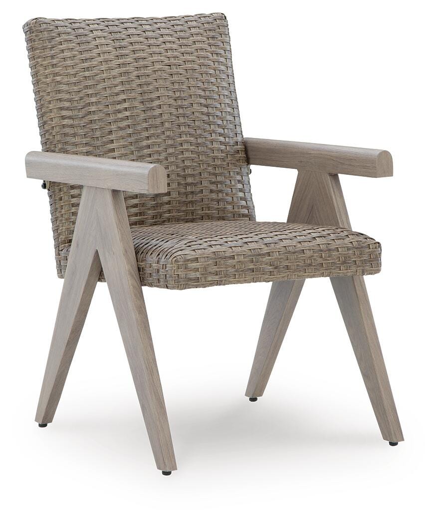 Cliff Trails Outdoor Arm Chair (Set of 2) in Beige, angle view