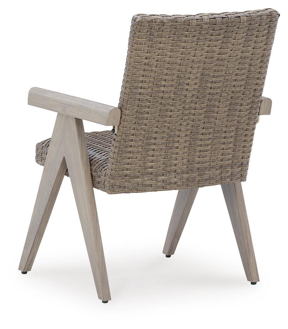 Cliff Trails Outdoor Arm Chair (Set of 2) in Beige, back view