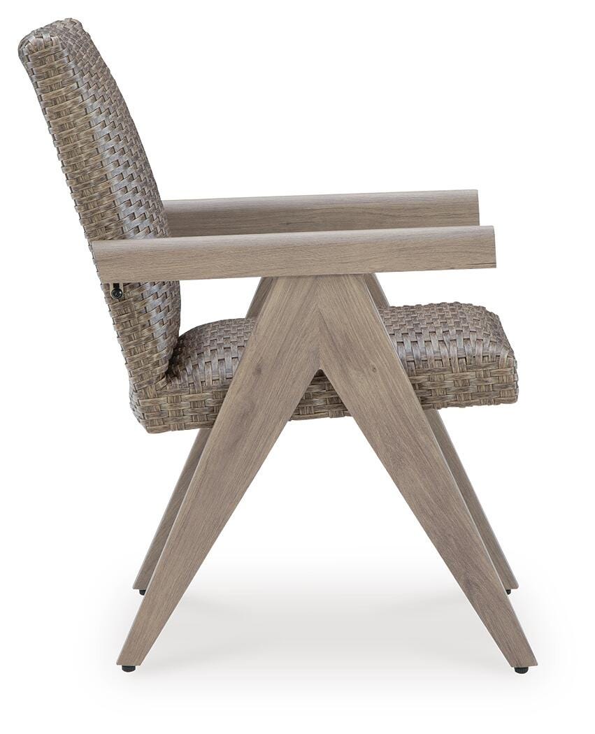 Cliff Trails Outdoor Arm Chair (Set of 2) in Beige, side view