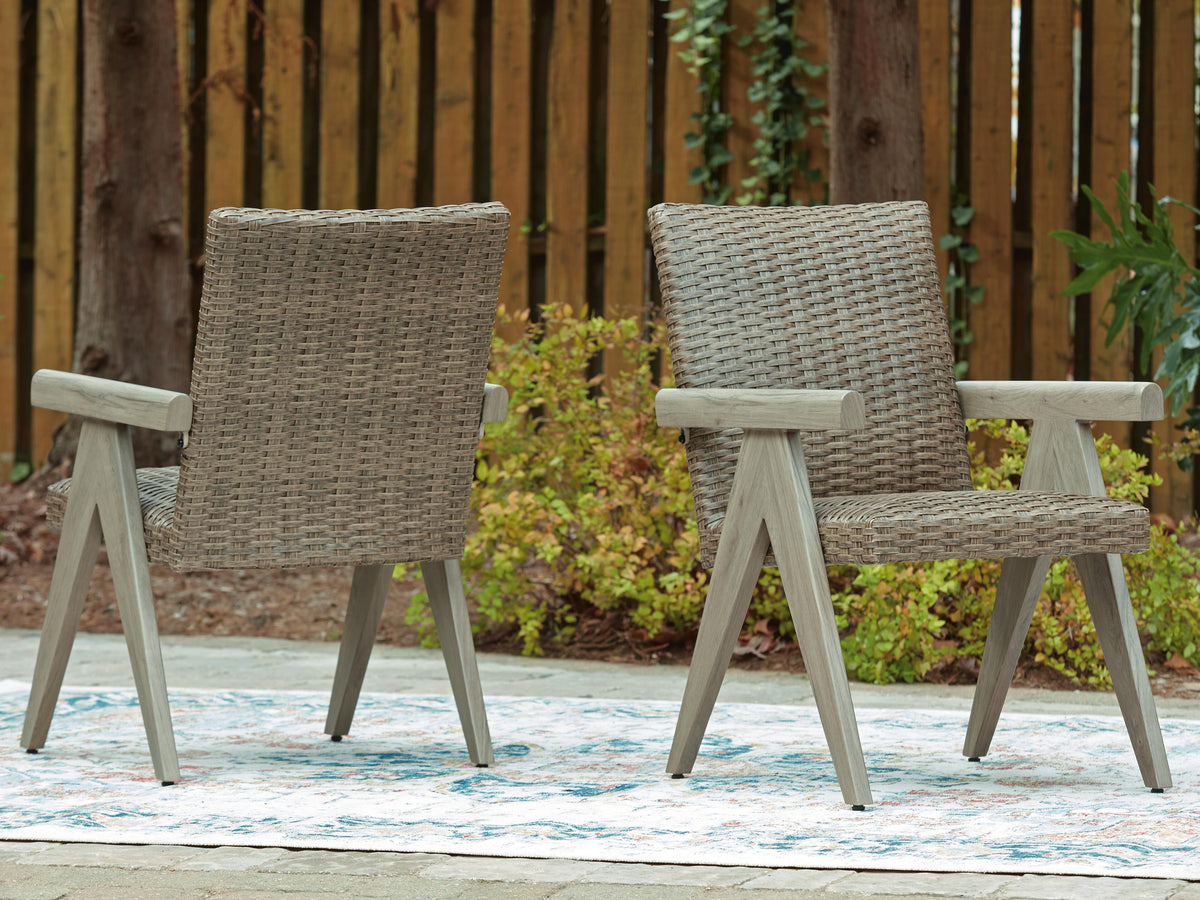 Cliff Trails Outdoor Arm Chair (Set of 2) in Beige, lifestyle view