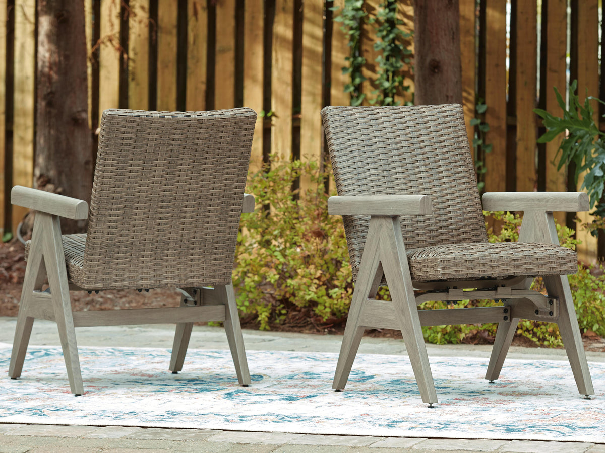 Cliff Trails Outdoor Rocking Arm Chair (Set of 2) in Beige, lifestyle view