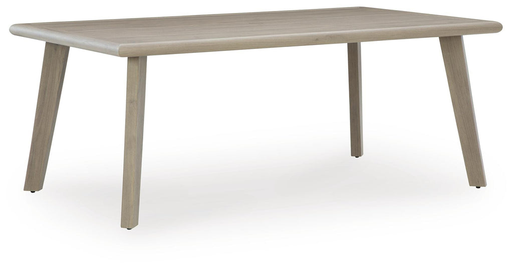 Cliff Trails Outdoor Dining Table in Beige, angle view