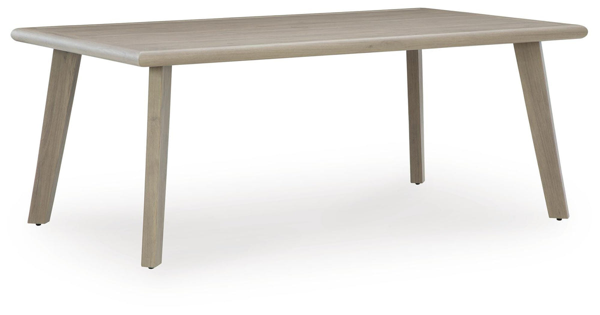 Cliff Trails Outdoor Dining Table in Beige, angle view