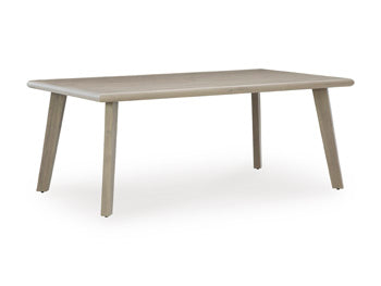 Cliff Trails Outdoor Dining Table in Beige, angle view
