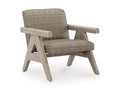 Cliff Trails Outdoor Rocking Lounge Chair in Beige, angle view