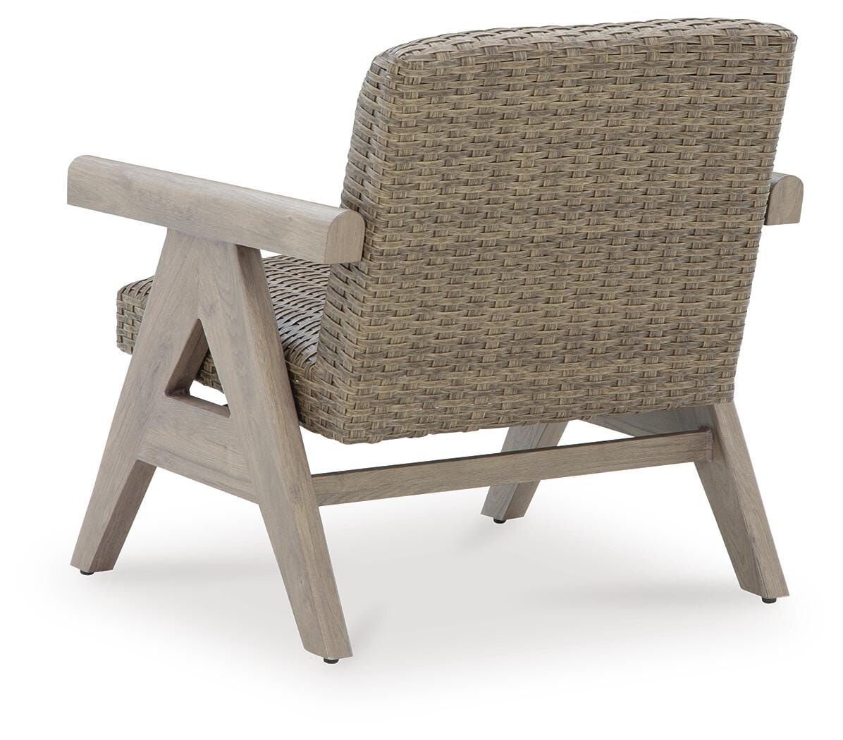 Cliff Trails Outdoor Rocking Lounge Chair in Beige, back view