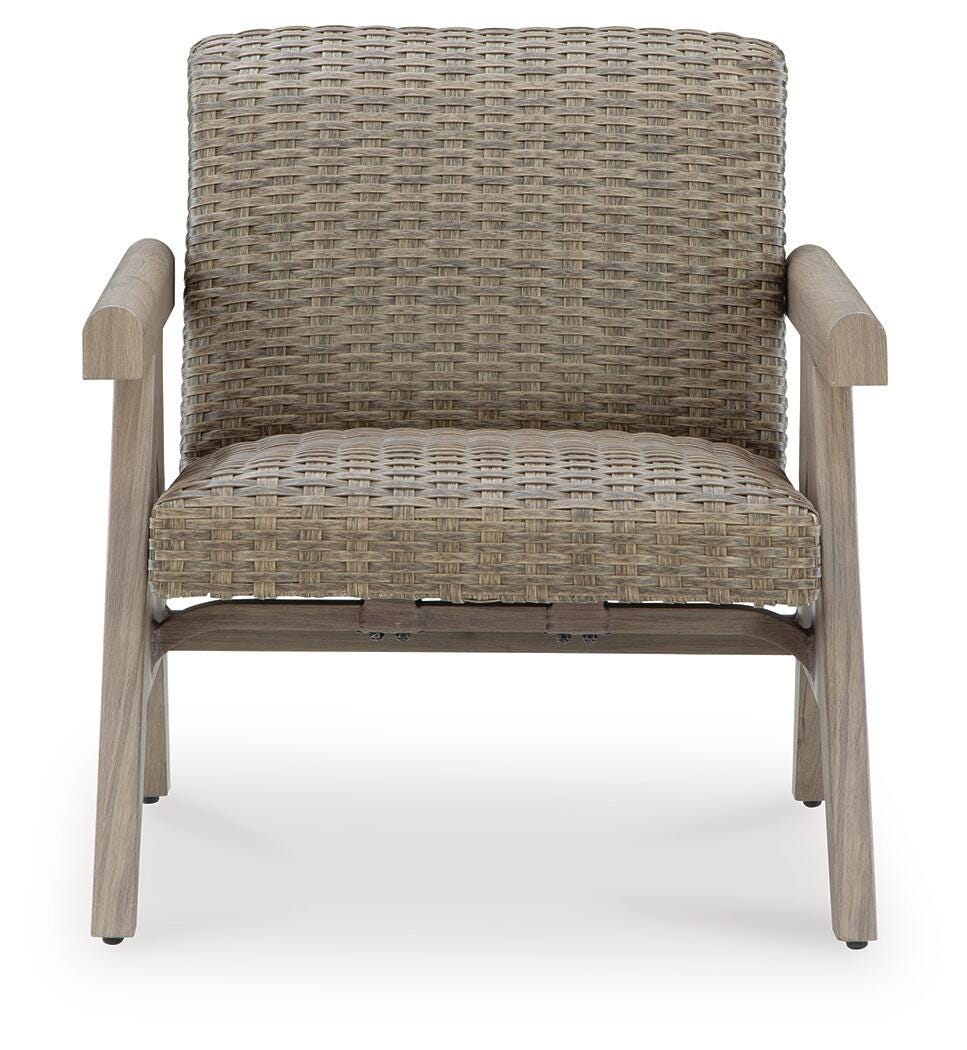 Cliff Trails Outdoor Rocking Lounge Chair in Beige, front view