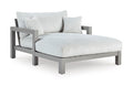 Hurley Park Outdoor Chaise Lounge with Cushion in Gray, angle view