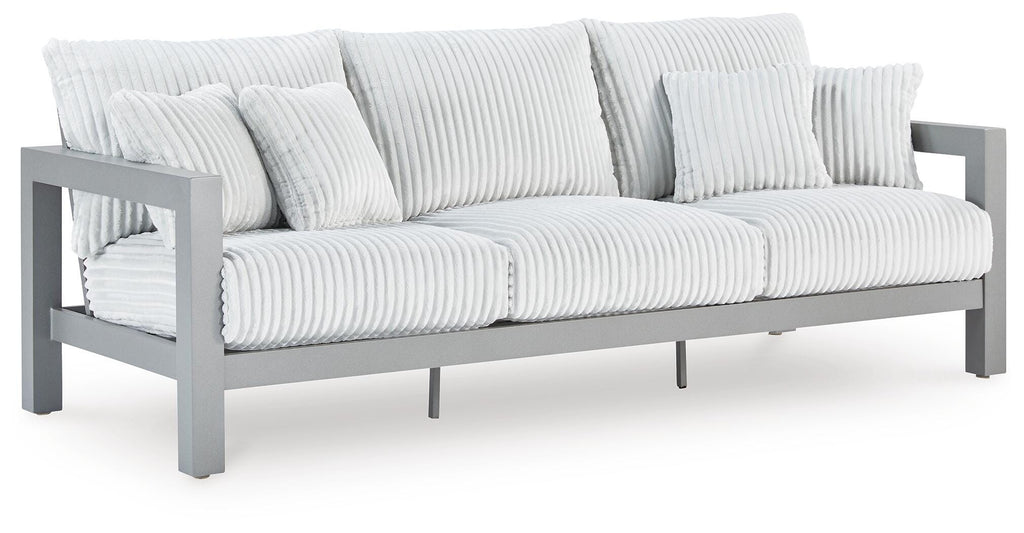 Hurley Park Outdoor Sofa with Cushion in Gray, angle view