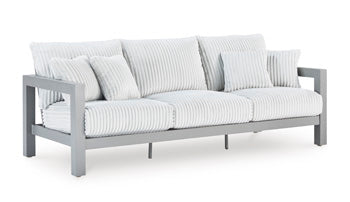 Hurley Park Outdoor Sofa with Cushion in Gray, angle view