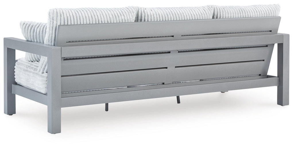 Hurley Park Outdoor Sofa with Cushion in Gray, back view