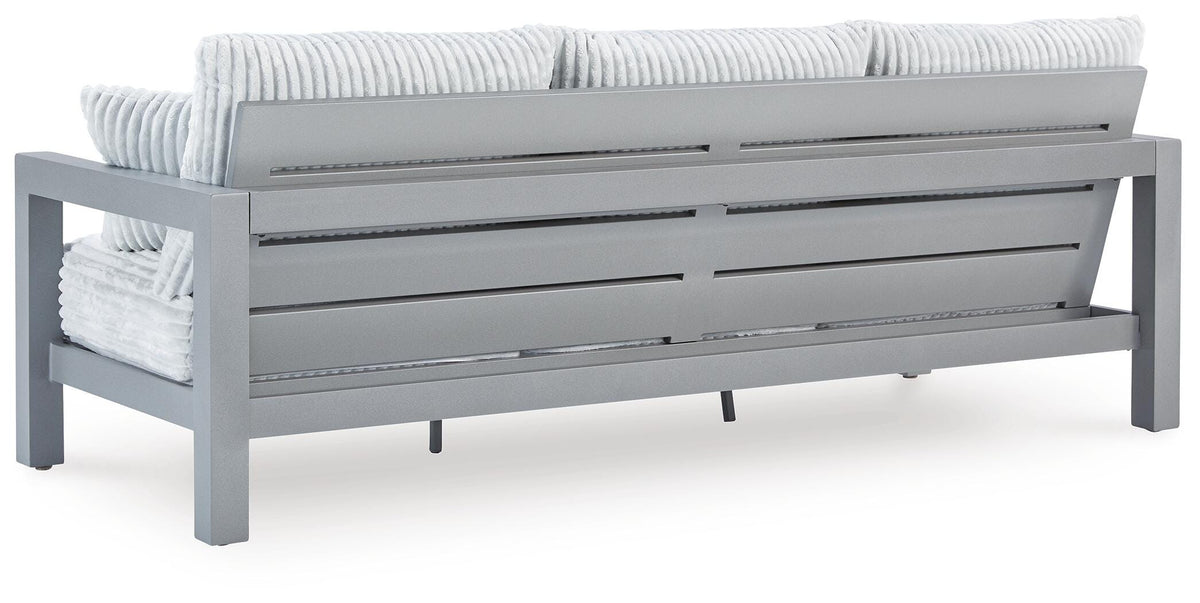 Hurley Park Outdoor Sofa with Cushion in Gray, back view