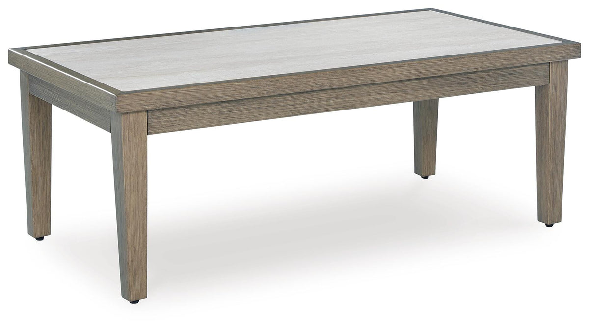 Rainier Ranch Outdoor Coffee Table in Brown/Beige, angle view