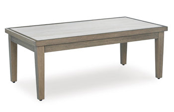 Rainier Ranch Outdoor Coffee Table in Brown/Beige, angle view