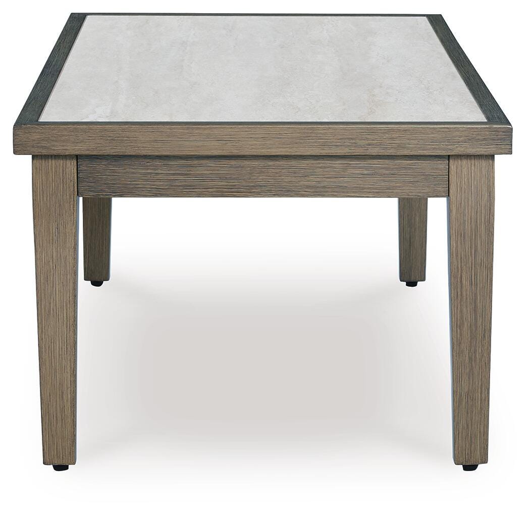 Rainier Ranch Outdoor Coffee Table in Brown/Beige, side view