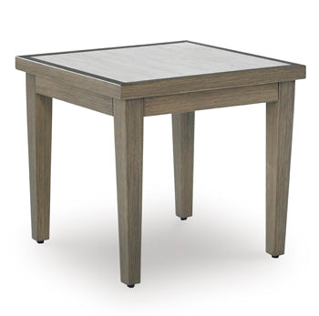 Rainier Ranch Outdoor End Table in Brown/Beige, angle view