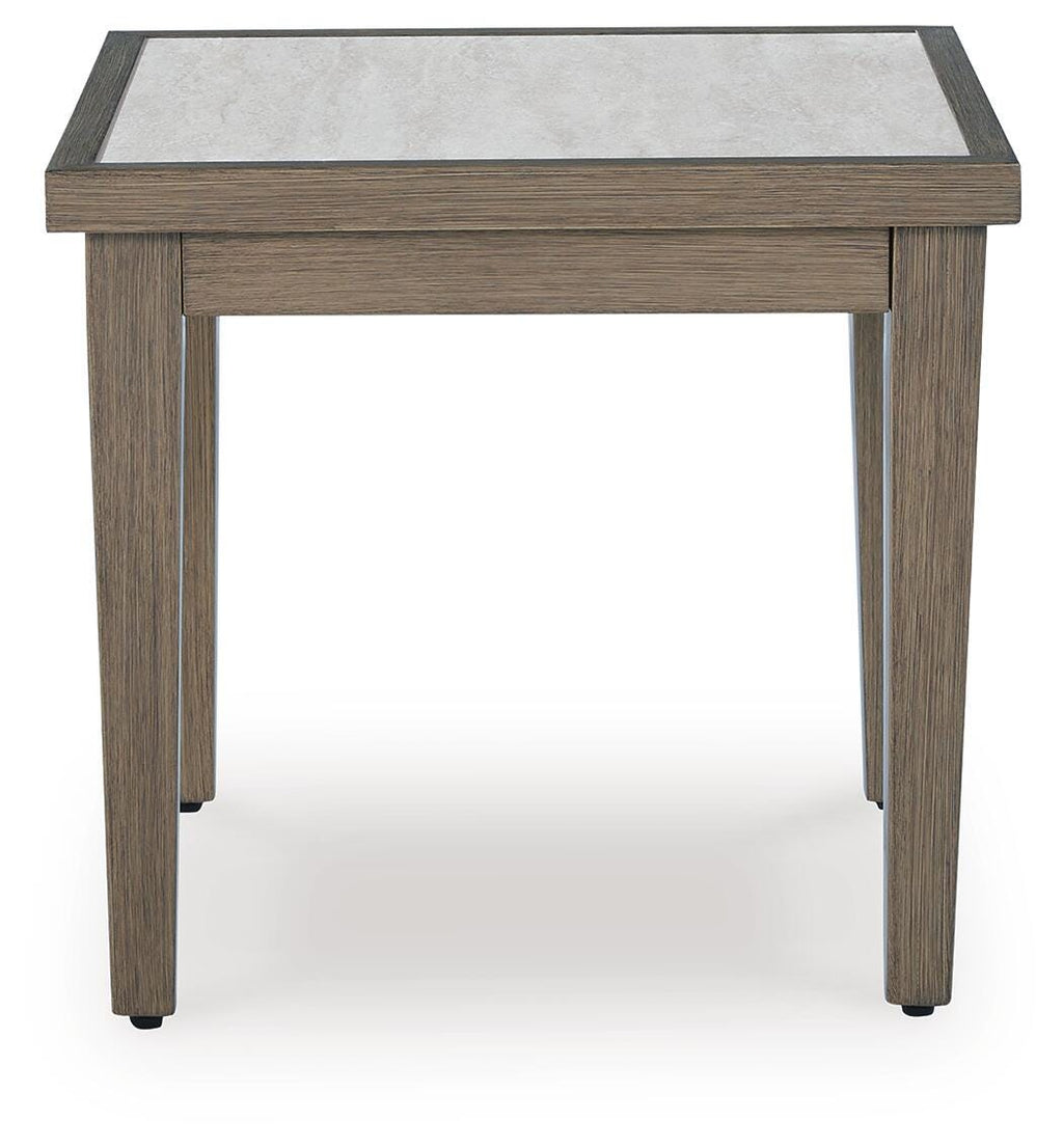 Rainier Ranch Outdoor End Table in Brown/Beige, front view