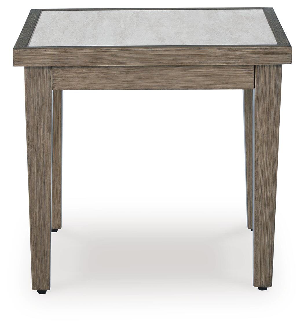 Rainier Ranch Outdoor End Table in Brown/Beige, front view