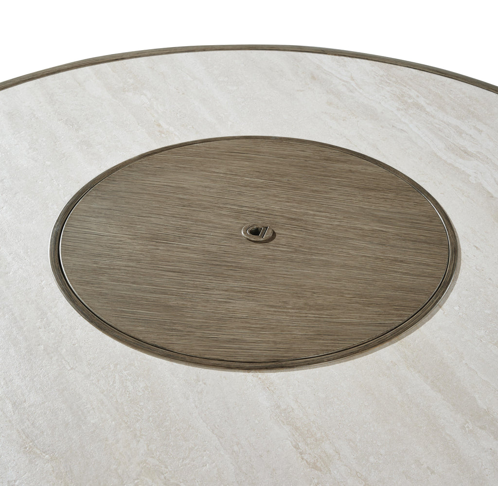 Rainier Ranch Fire Pit Table in Beige, top view
