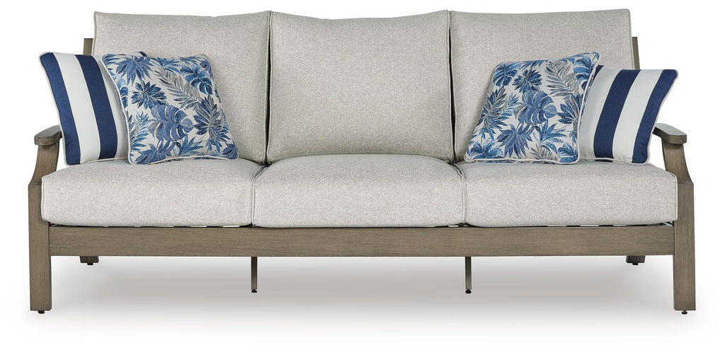 Rainier Ranch Outdoor Sofa with Cushion in Brown/Beige, front view
