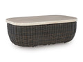 Kimora Outdoor Coffee Table in Beige/Dark Brown, angle view