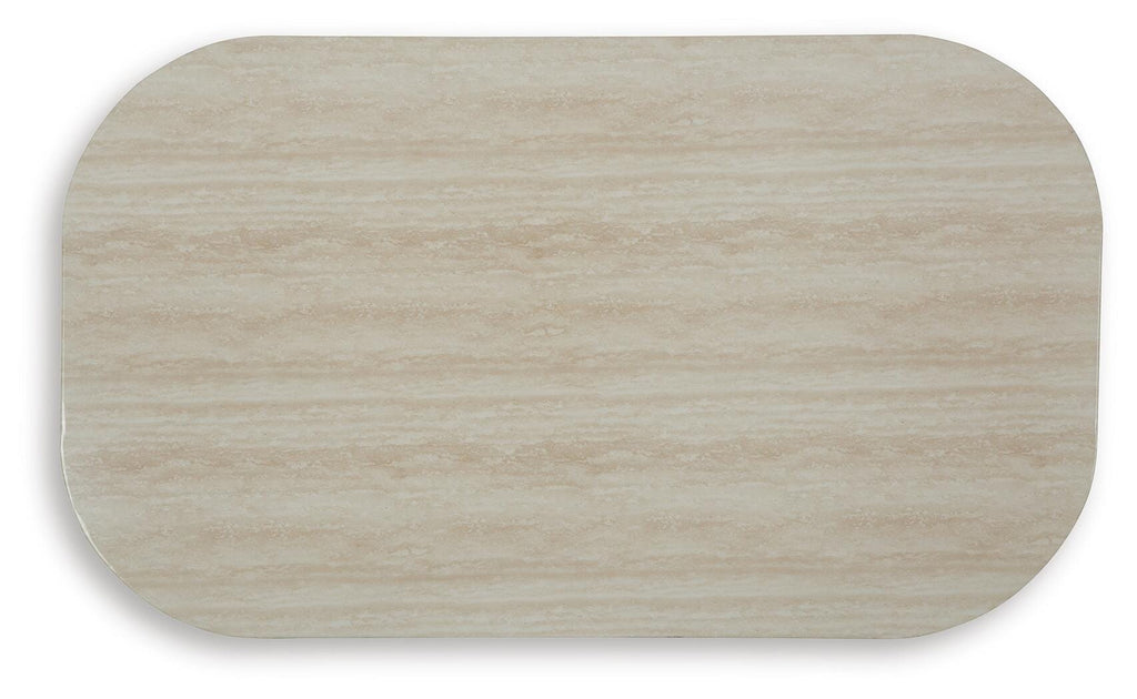 Kimora Outdoor Coffee Table in Beige/Dark Brown, top view