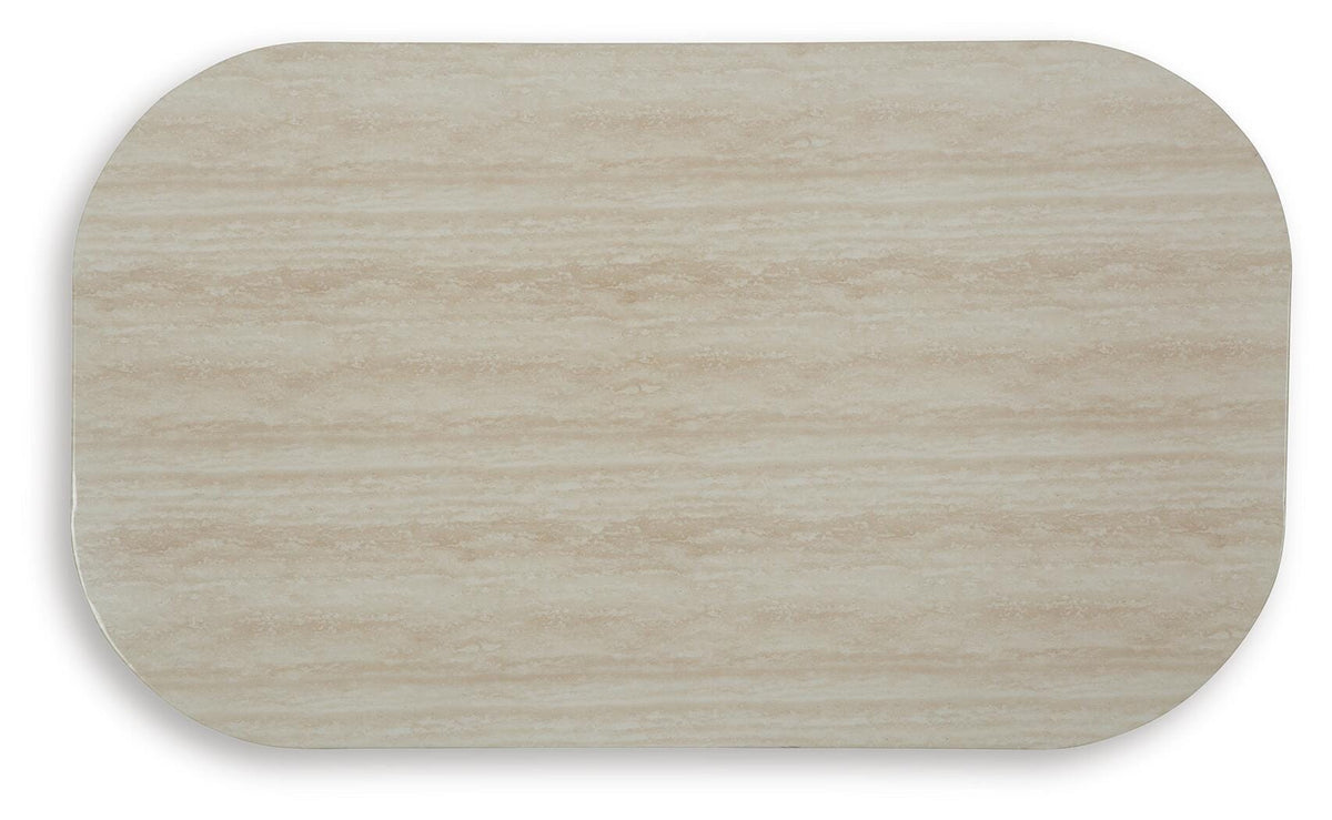 Kimora Outdoor Coffee Table in Beige/Dark Brown, top view