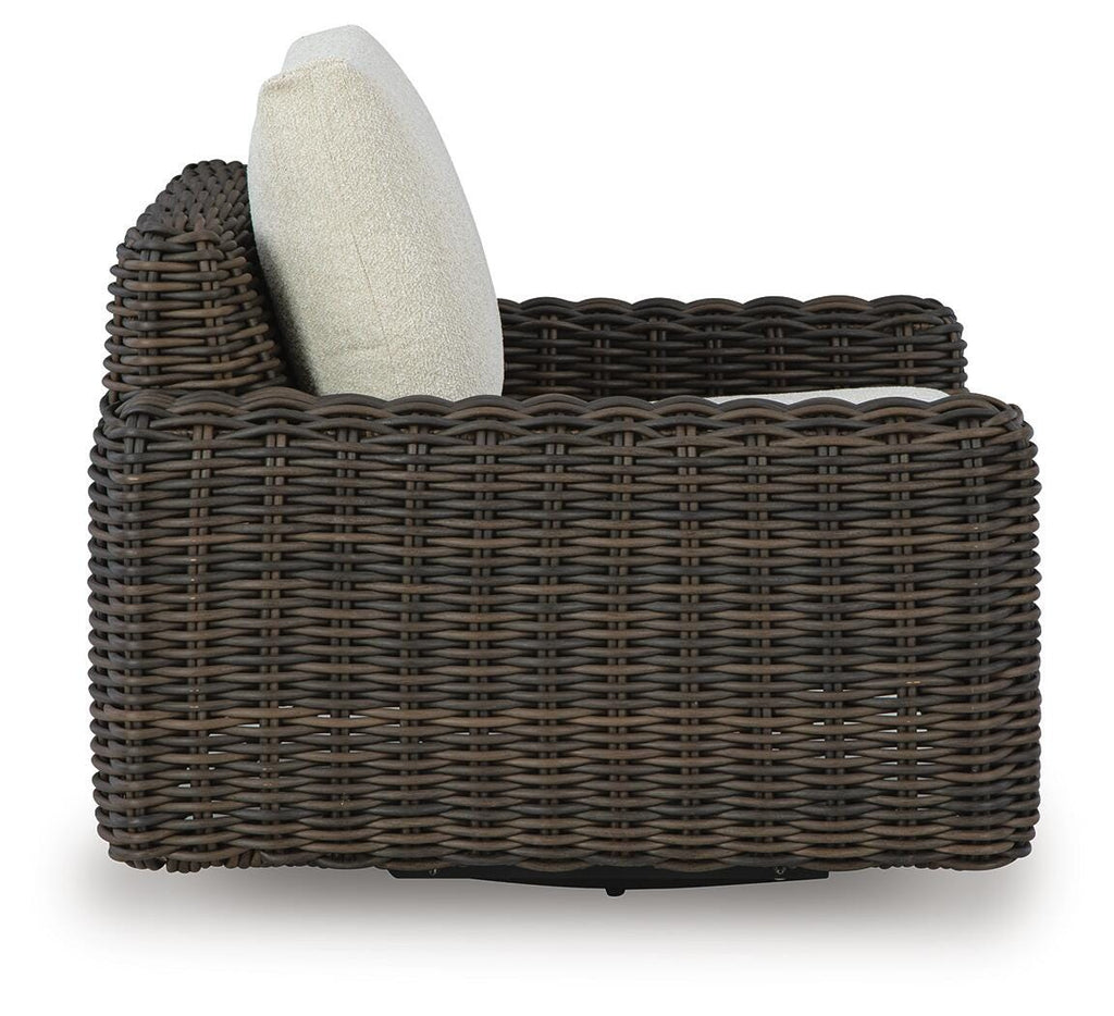 Kimora Outdoor Swivel Lounge Chair in Beige/Dark Brown, side view