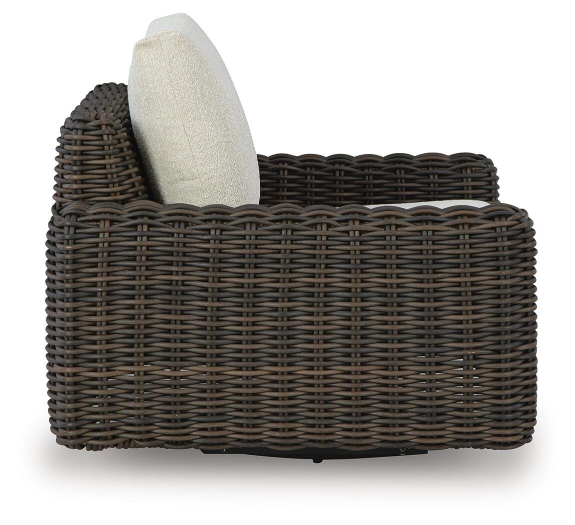 Kimora Outdoor Swivel Lounge Chair in Beige/Dark Brown, side view