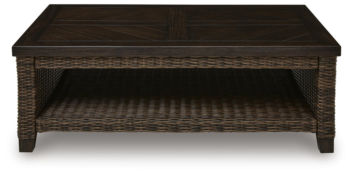Monterey Point Outdoor Coffee Table in Dark Brown, front view