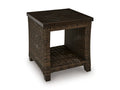 Monterey Point Outdoor End Table in Dark Brown, angle view