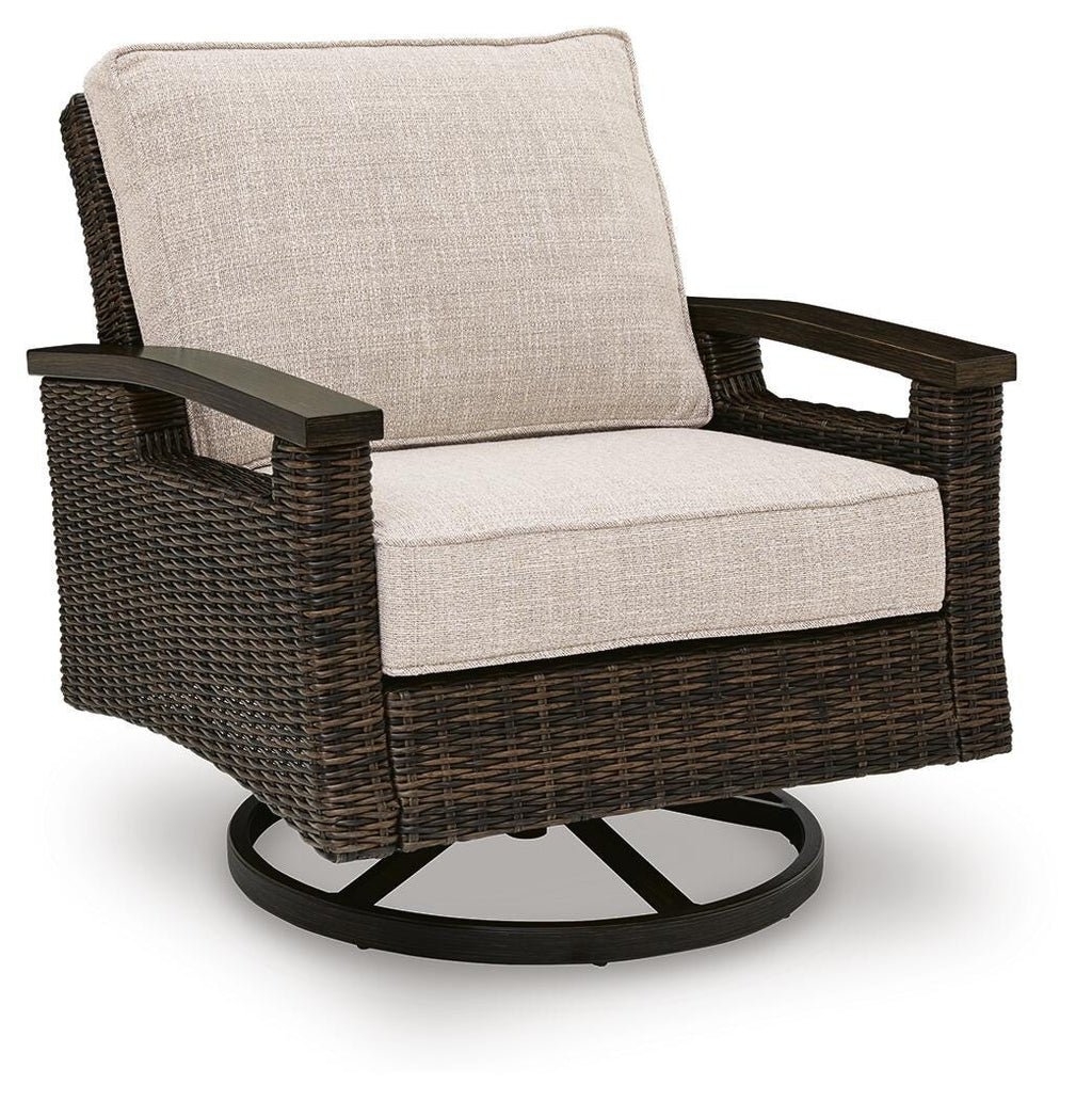 Monterey Point Outdoor Swivel Lounge Chair (Set of 2) in Dark Brown, angle view