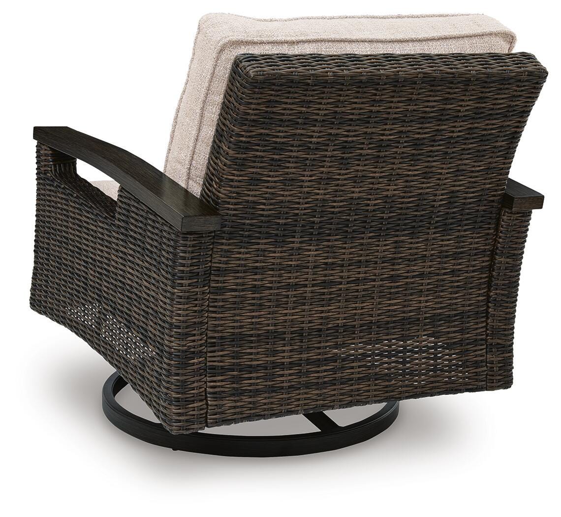 Monterey Point Outdoor Swivel Lounge Chair (Set of 2) in Dark Brown, back view