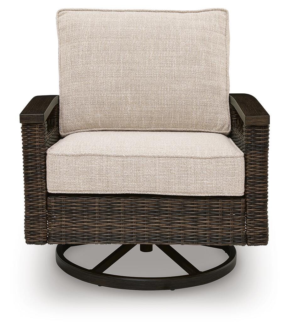 Monterey Point Outdoor Swivel Lounge Chair (Set of 2) in Dark Brown, front view