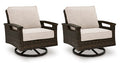 Monterey Point Outdoor Swivel Lounge Chair (Set of 2) in Dark Brown, angle view