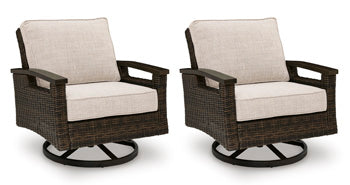 Monterey Point Outdoor Swivel Lounge Chair (Set of 2) in Dark Brown, angle view