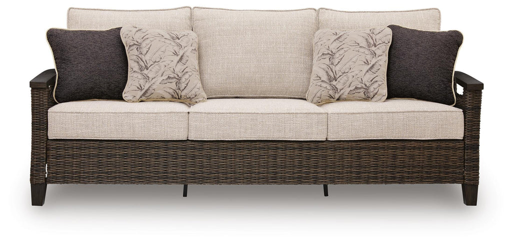Monterey Point Outdoor Sofa with Cushion in Dark Brown, front view