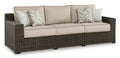 Coastline Bay Outdoor Sofa with Cushion in Brown, angle view