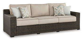 Coastline Bay Outdoor Sofa with Cushion in Brown, angle view