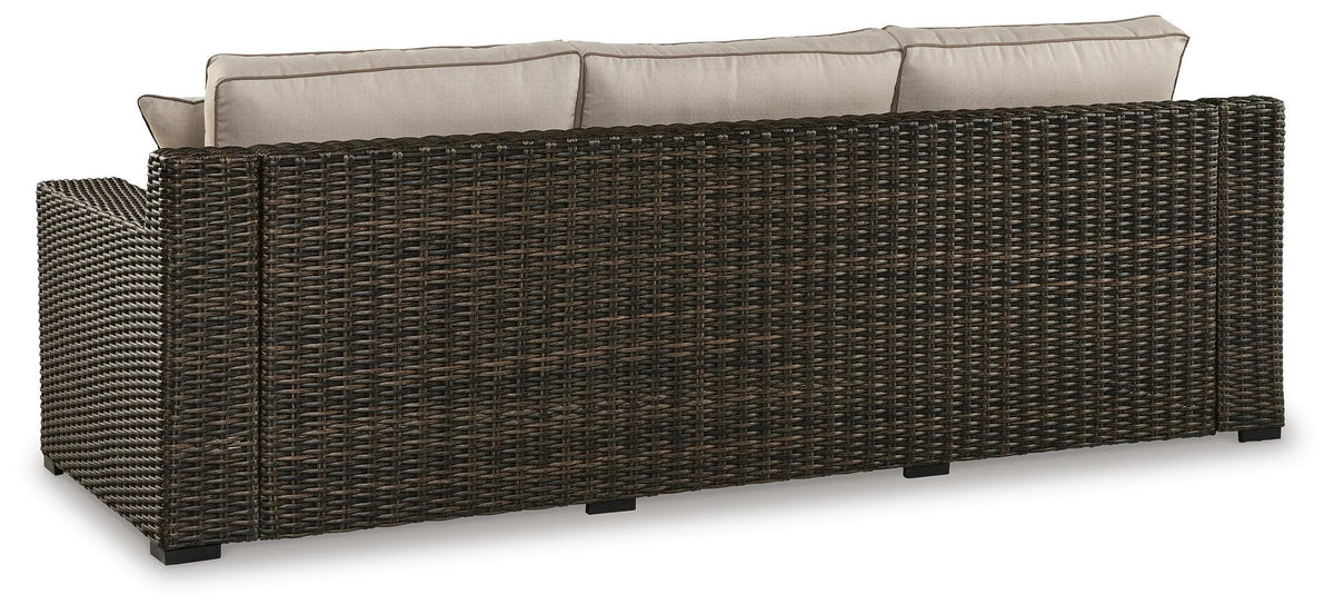 Coastline Bay Outdoor Sofa with Cushion in Brown, back view