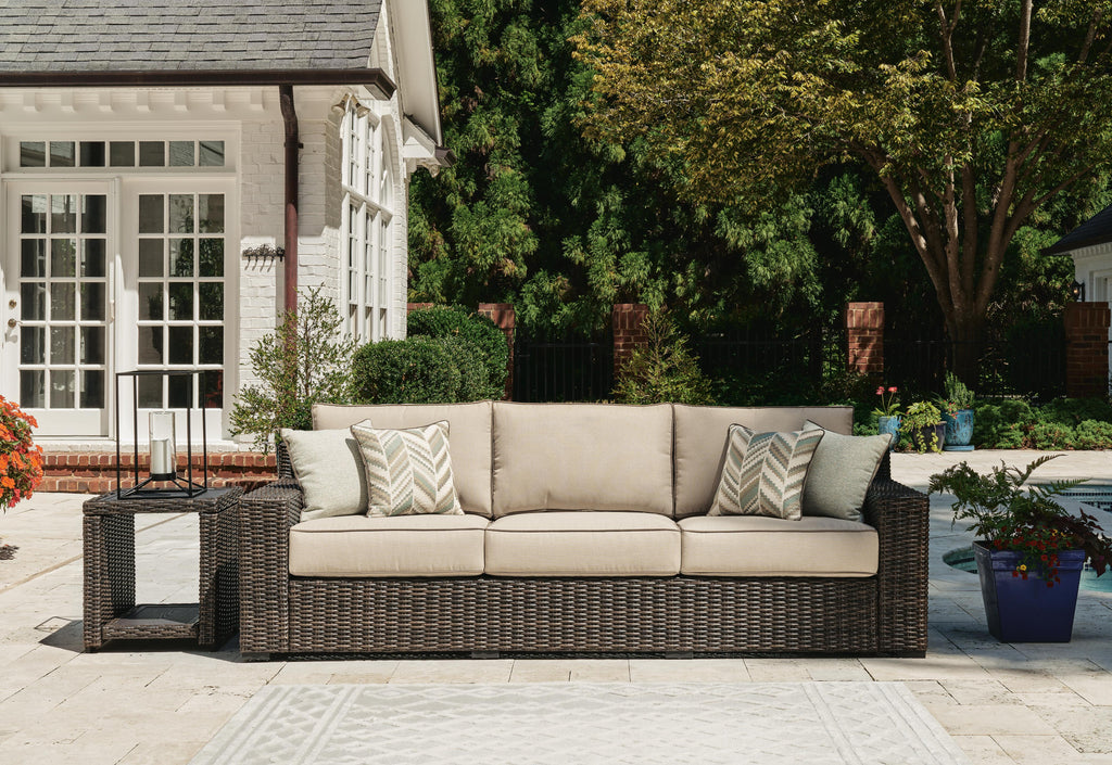 Coastline Bay Outdoor Sofa with Cushion in Brown, alternate view 3