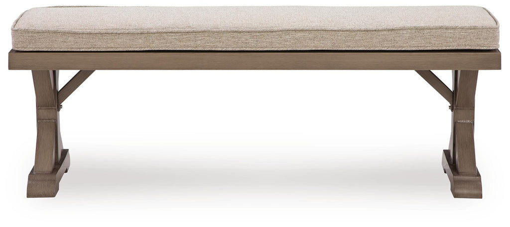 Laguna Heights Bench with Cushion in Beige, front view