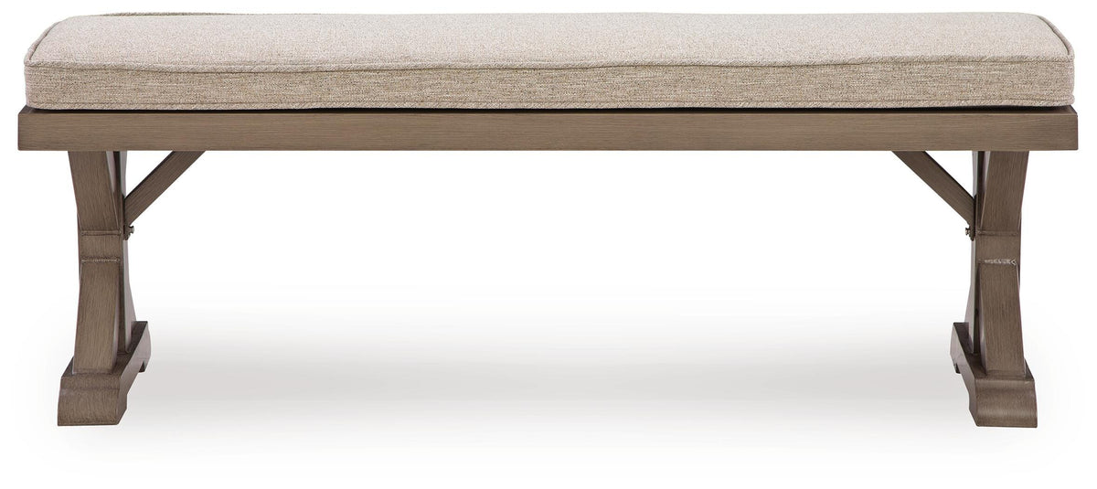 Laguna Heights Bench with Cushion in Beige, front view